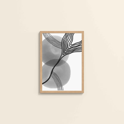 Wall View of Waves of Contrast – Black and White Abstract Art in Natrual Color Frame