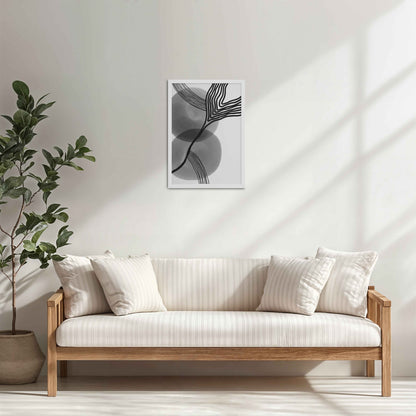 Living Room Cabinet Table Preview of Waves of Contrast – Black and White Abstract Art in White Color Frame