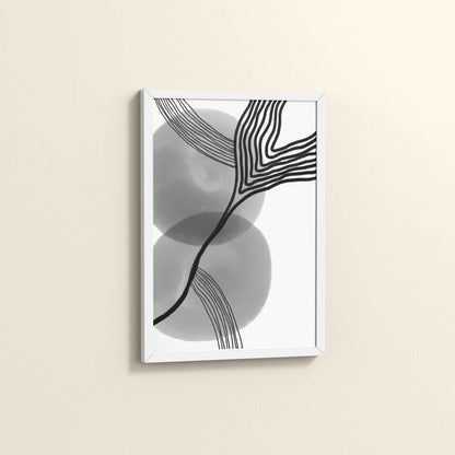 Side View of Waves of Contrast – Black and White Abstract Art in White Color Frame