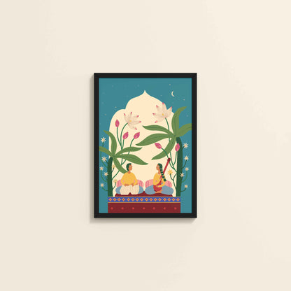 Wall View of Madhubani Wedding Stationery – With a Timeless Artistic Touch in Black Color Frame