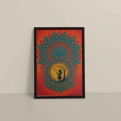 Floor View of A Child’s Imagination – Mandala Art Wall Decor in Black Color Frame