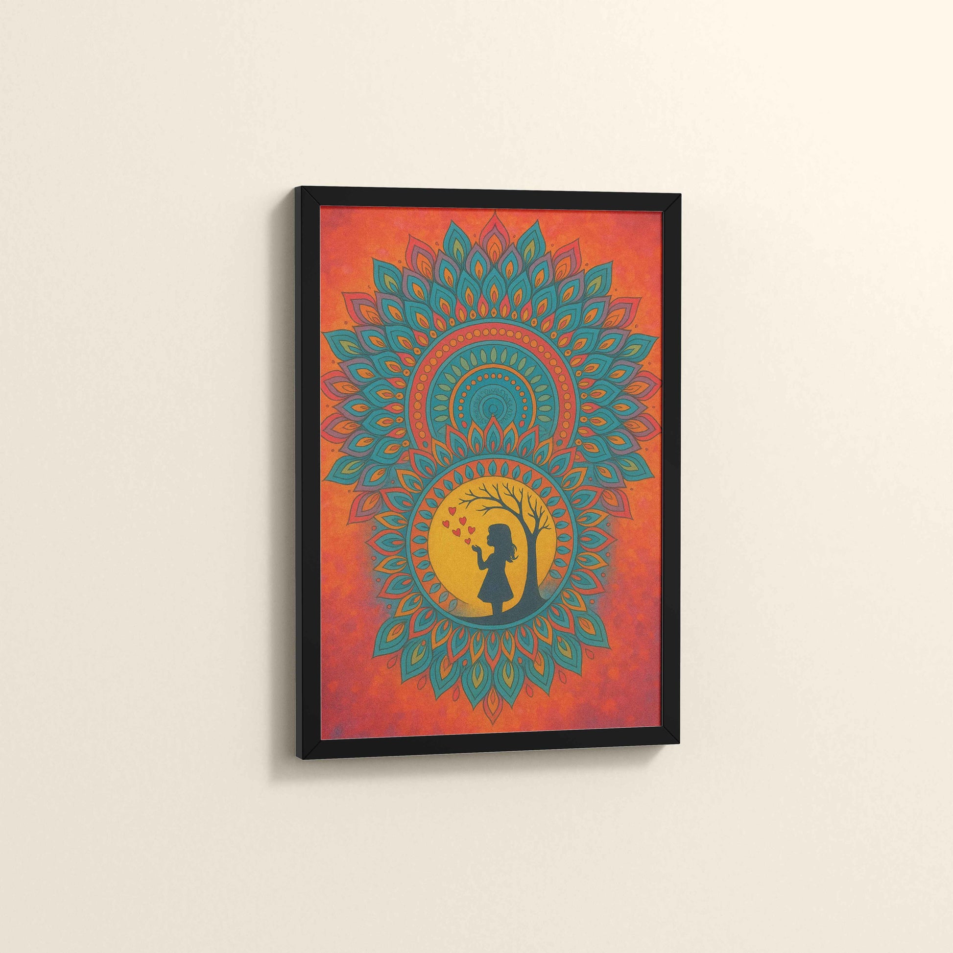 Side View of A Child’s Imagination – Mandala Art Wall Decor in Black Color Frame