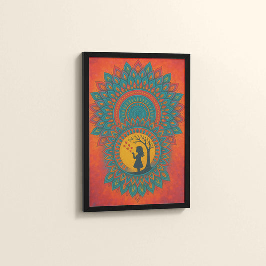 Side View of A Child’s Imagination – Mandala Art Wall Decor in Black Color Frame