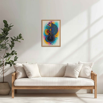 Living Room Cabinet Table Preview of Sound of Color – Guitar Mandala Wall Frame in Natrual Color Frame