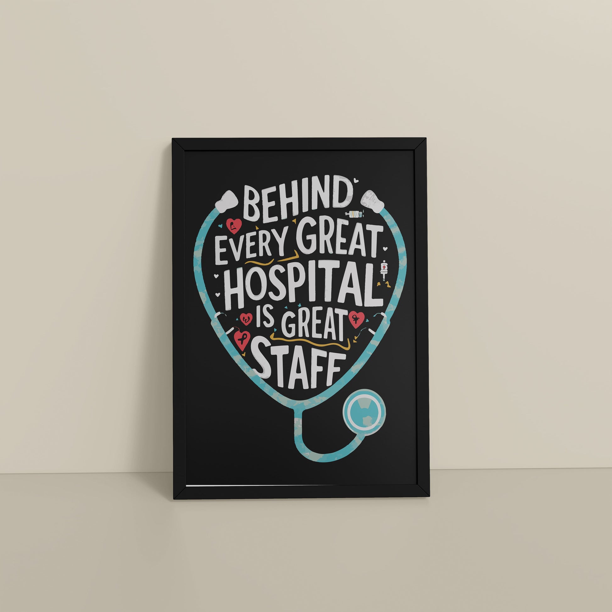Floor View of The Heart of the Hospital – Staff Appreciation Wall Decor in Black Color Frame