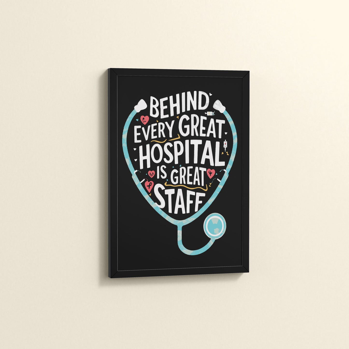 Side View of The Heart of the Hospital – Staff Appreciation Wall Decor in Black Color Frame