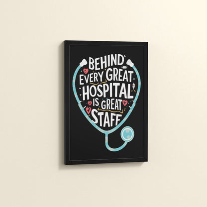 Side View of The Heart of the Hospital – Staff Appreciation Wall Decor in Black Color Frame