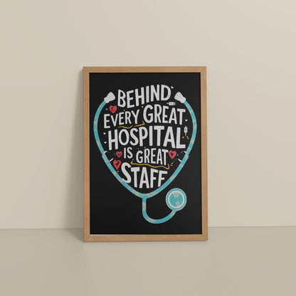 Floor View of The Heart of the Hospital – Staff Appreciation Wall Decor in Natrual Color Frame