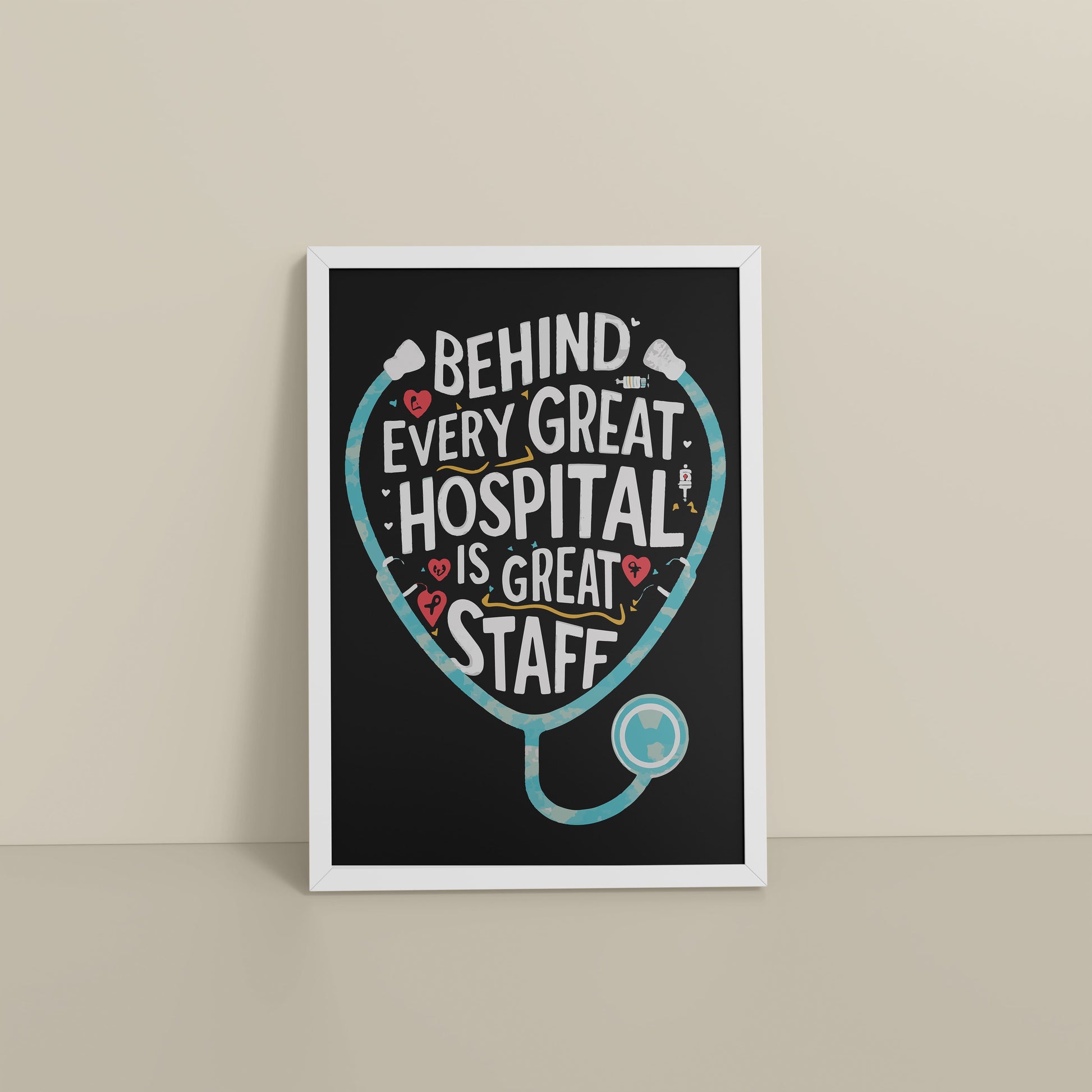 Floor View of The Heart of the Hospital – Staff Appreciation Wall Decor in White Color Frame