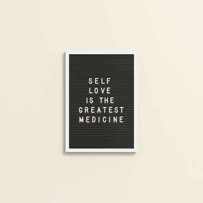 Wall View of Self-Love is the Greatest Medicine – Inspirational Quote Frame in White Color Frame