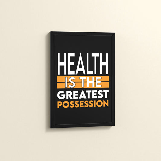Side View of Greatest Wealth – Health Motivational Quote Frame in Black Color Frame