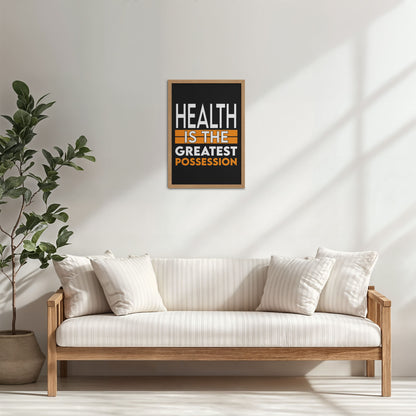 Living Room Cabinet Table Preview of Greatest Wealth – Health Motivational Quote Frame in Natrual Color Frame