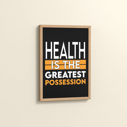 Side View of Greatest Wealth – Health Motivational Quote Frame in Natrual Color Frame