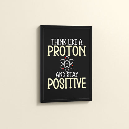 Side View of Stay Positive – Think Like a Proton Motivational Quote Frame in Black Color Frame
