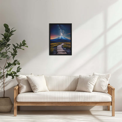 Living Room Cabinet Table Preview of Path to the Peak – Snowcapped Summit Wall Art in Black Color Frame