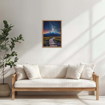Living Room Cabinet Table Preview of Path to the Peak – Snowcapped Summit Wall Art in Natrual Color Frame