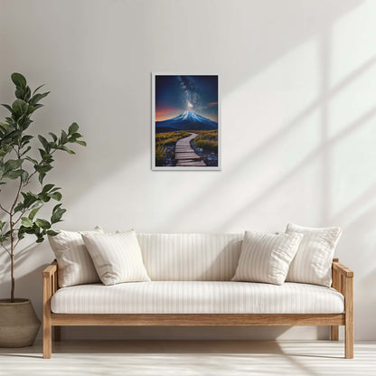 Living Room Cabinet Table Preview of Path to the Peak – Snowcapped Summit Wall Art in White Color Frame
