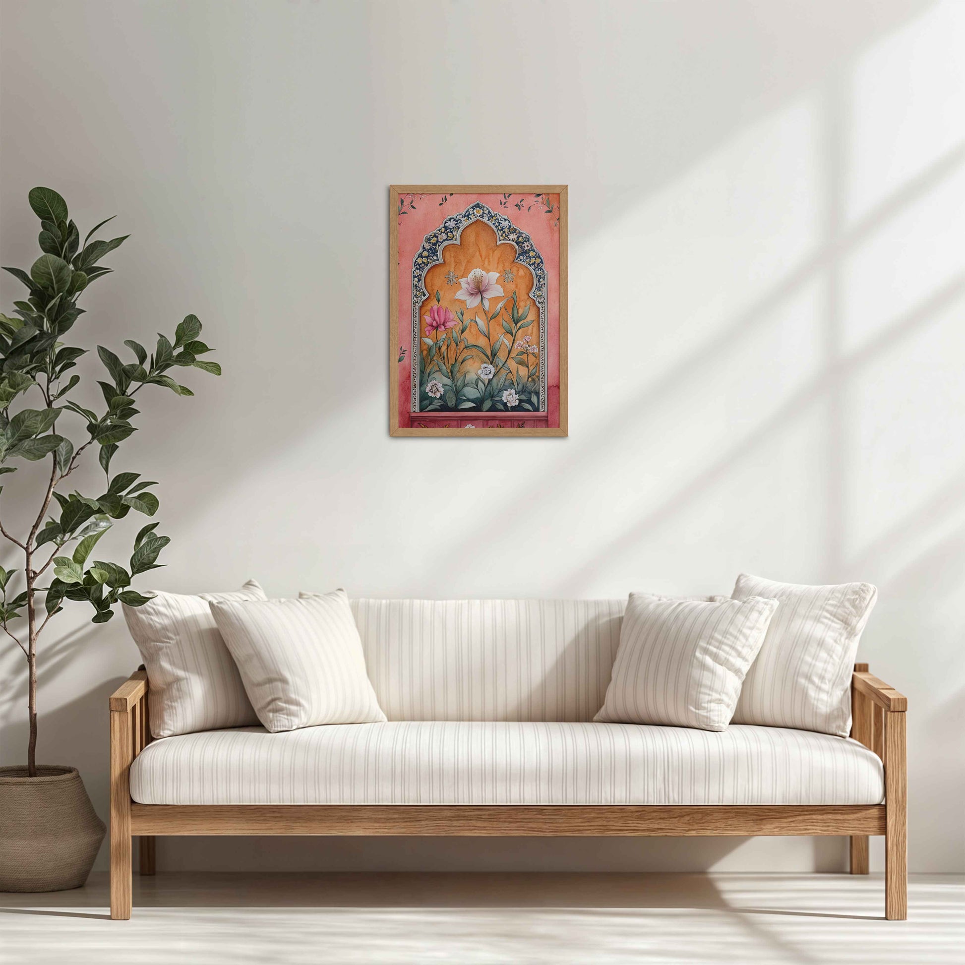 Living Room Cabinet Table Preview of Royal Arch & Bloom – Traditional Mughal-Style Painting in Natrual Color Frame
