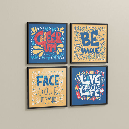 Side View of Live Bold – Motivational Wall Art Set of 4 Frames in Black Color Frame