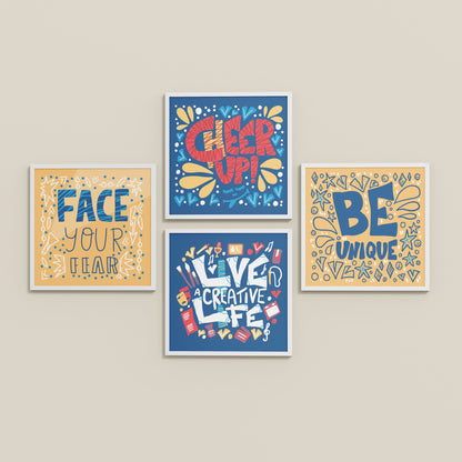 Inclined Floor View of Live Bold – Motivational Wall Art Set of 4 Frames in White Color Frame