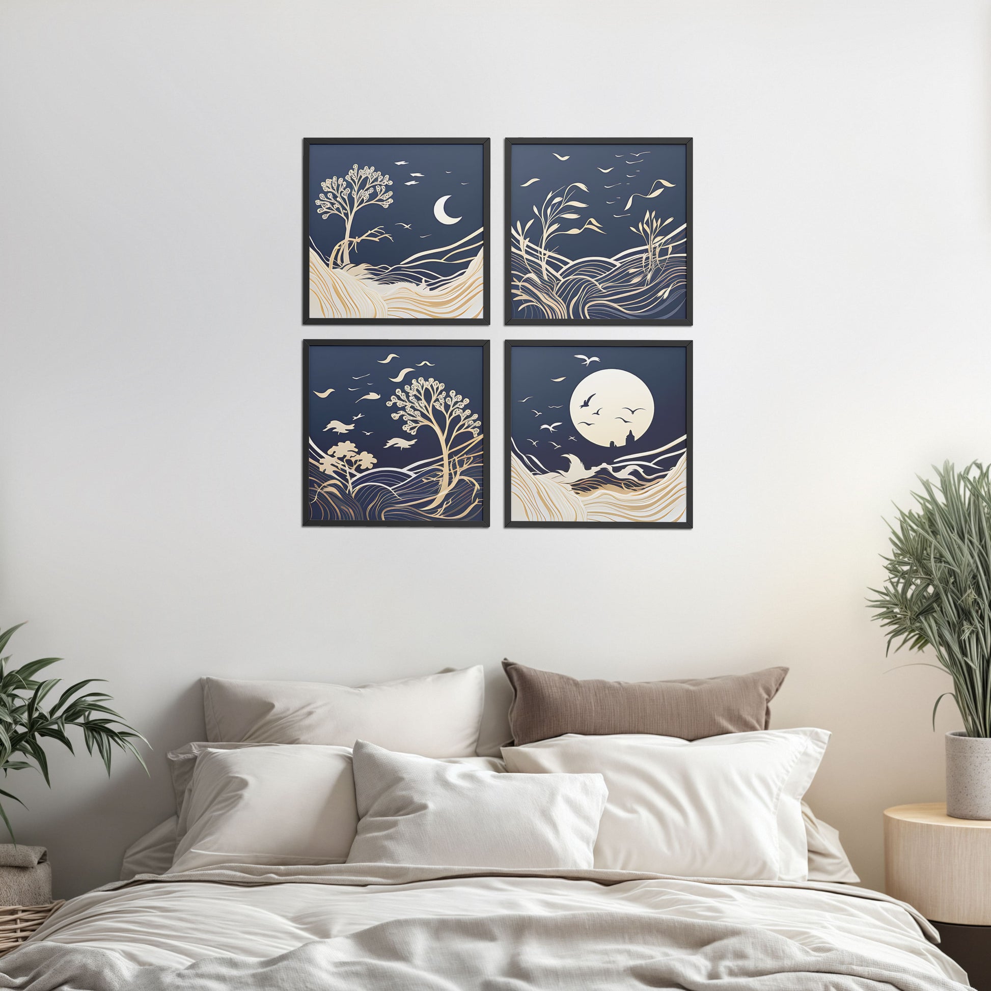 Bed Room Preview of Live Bold – Motivational Wall Art Set of 4 Frames in Black Color Frame