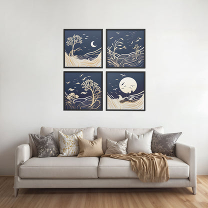 Living Room Sofa Preview of Live Bold – Motivational Wall Art Set of 4 Frames in Black Color Frame