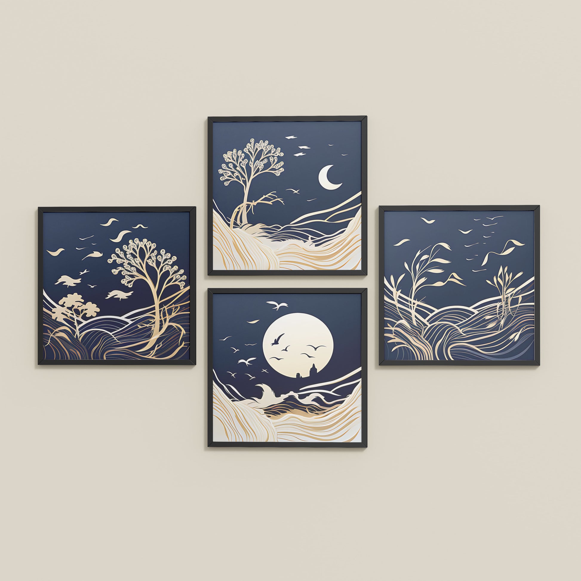Inclined Floor View of Live Bold – Motivational Wall Art Set of 4 Frames in Black Color Frame