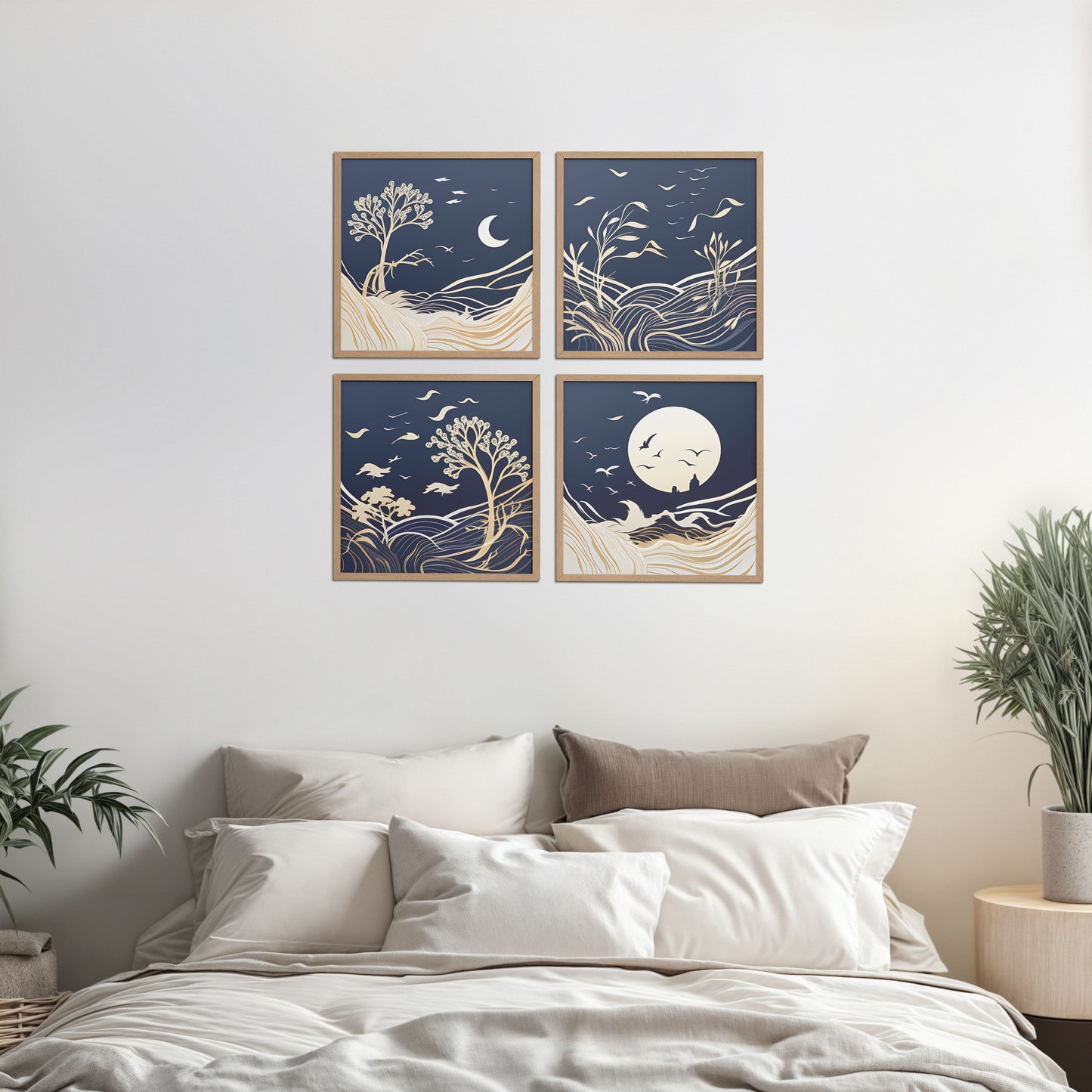 Bed Room Preview of Live Bold – Motivational Wall Art Set of 4 Frames in Natrual Color Frame