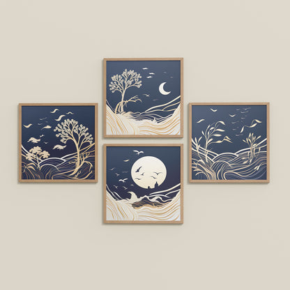 Inclined Floor View of Live Bold – Motivational Wall Art Set of 4 Frames in Natrual Color Frame