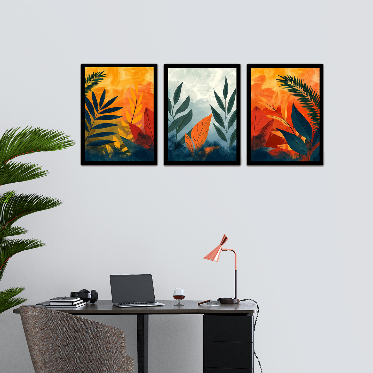 Vibrant Modern Abstract Floral Art Frame & Wall Décor
