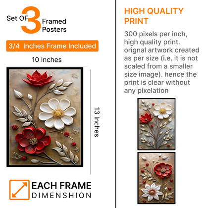 Beautiful Red & White Flower Premium Frame & Wall Art