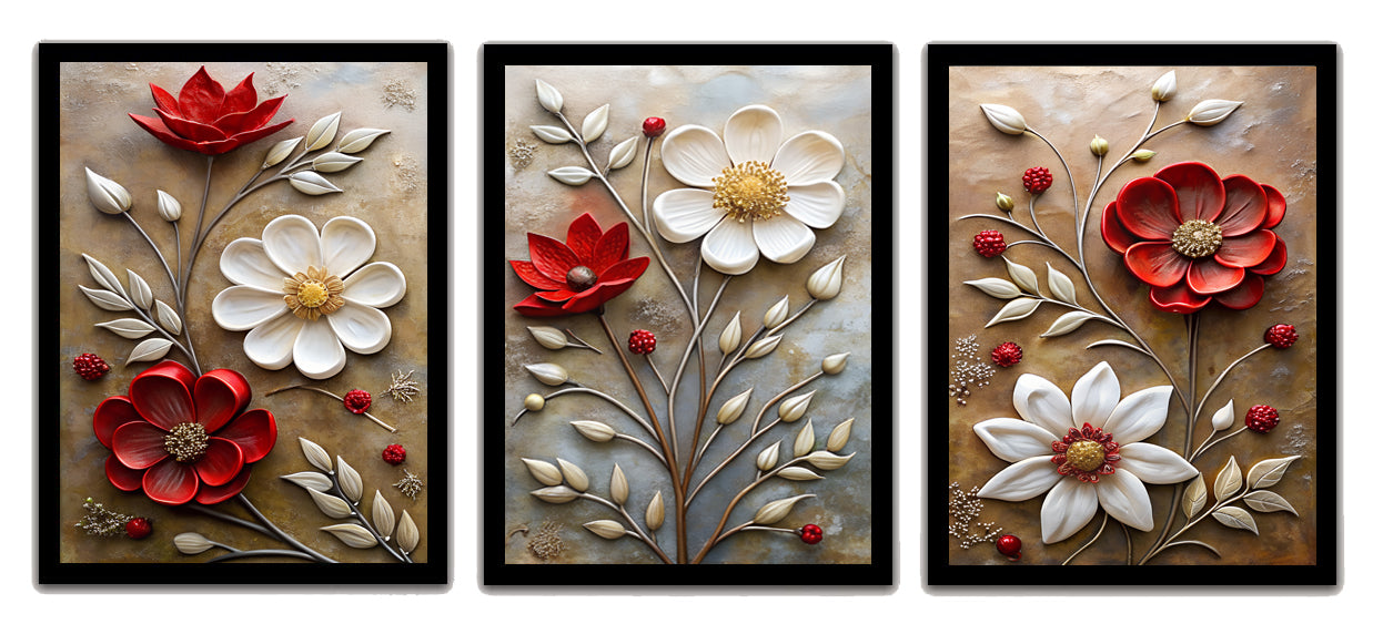 Beautiful Red & White Flower Premium Frame & Wall Art