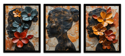 Modern Abstract Lady with Floral Painting Frames & Wall Decor