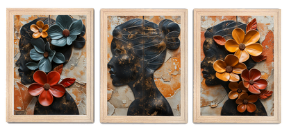 Modern Abstract Lady with Floral Painting Frames & Wall Decor