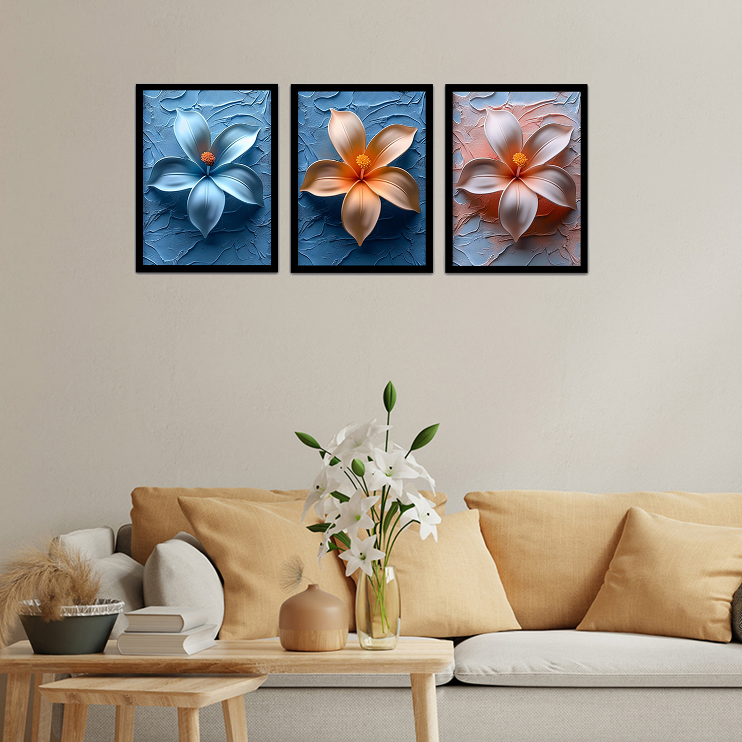 Beautiful Flower Printed Frames & Elegant Wall Decor