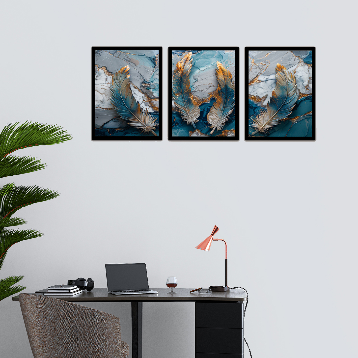Abstract Serenity Feather Painting Frames & Wall Decor
