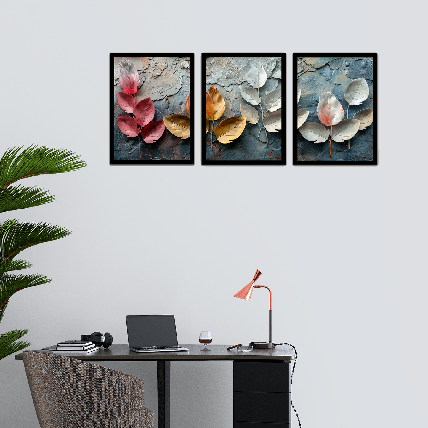 Vibrant Abstract Leaves Painting Frames & Wall Decor