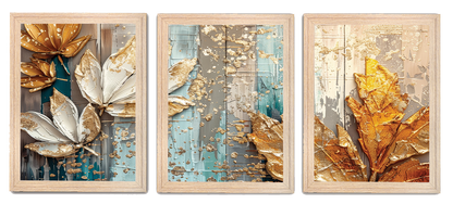 Abstract Floral Gold Leaves Painting Frames & Wall Decor