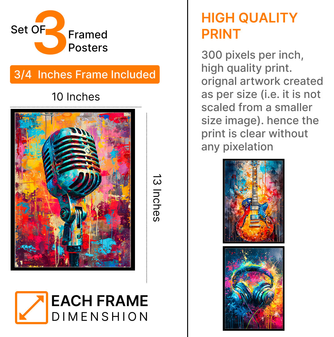 Colorful Abstract Musical Instrument Art Frames & Wall Decor