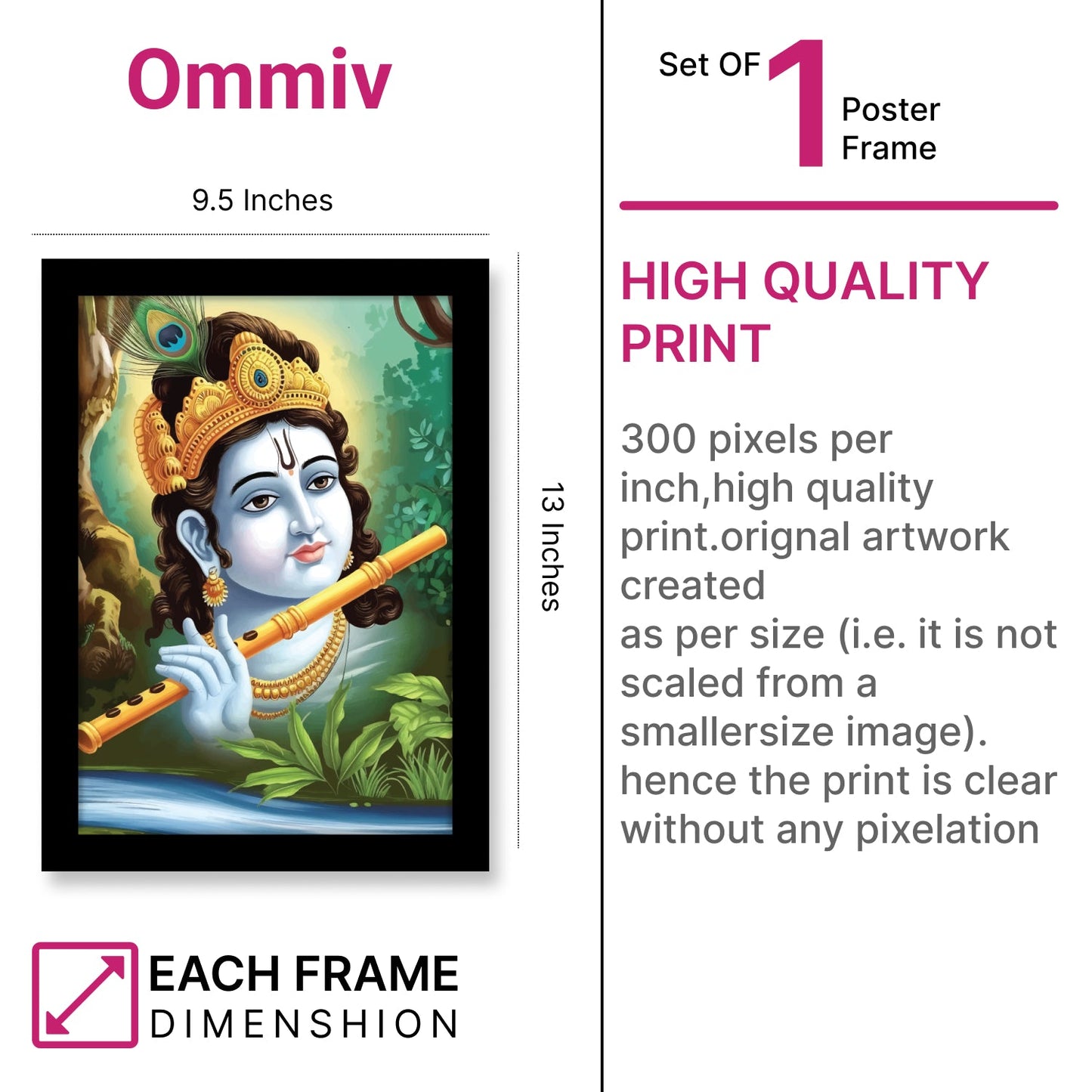 Krishna with Flute Photo Frame & Wall Décor