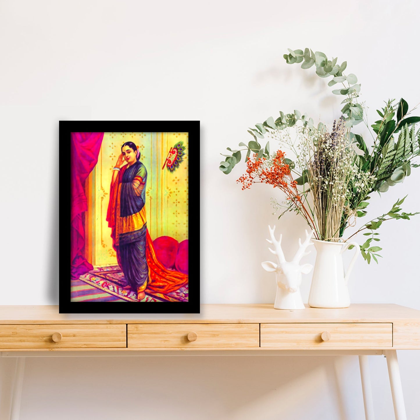 Vasantasena: A Framed Artwork by Raja Ravi Varma