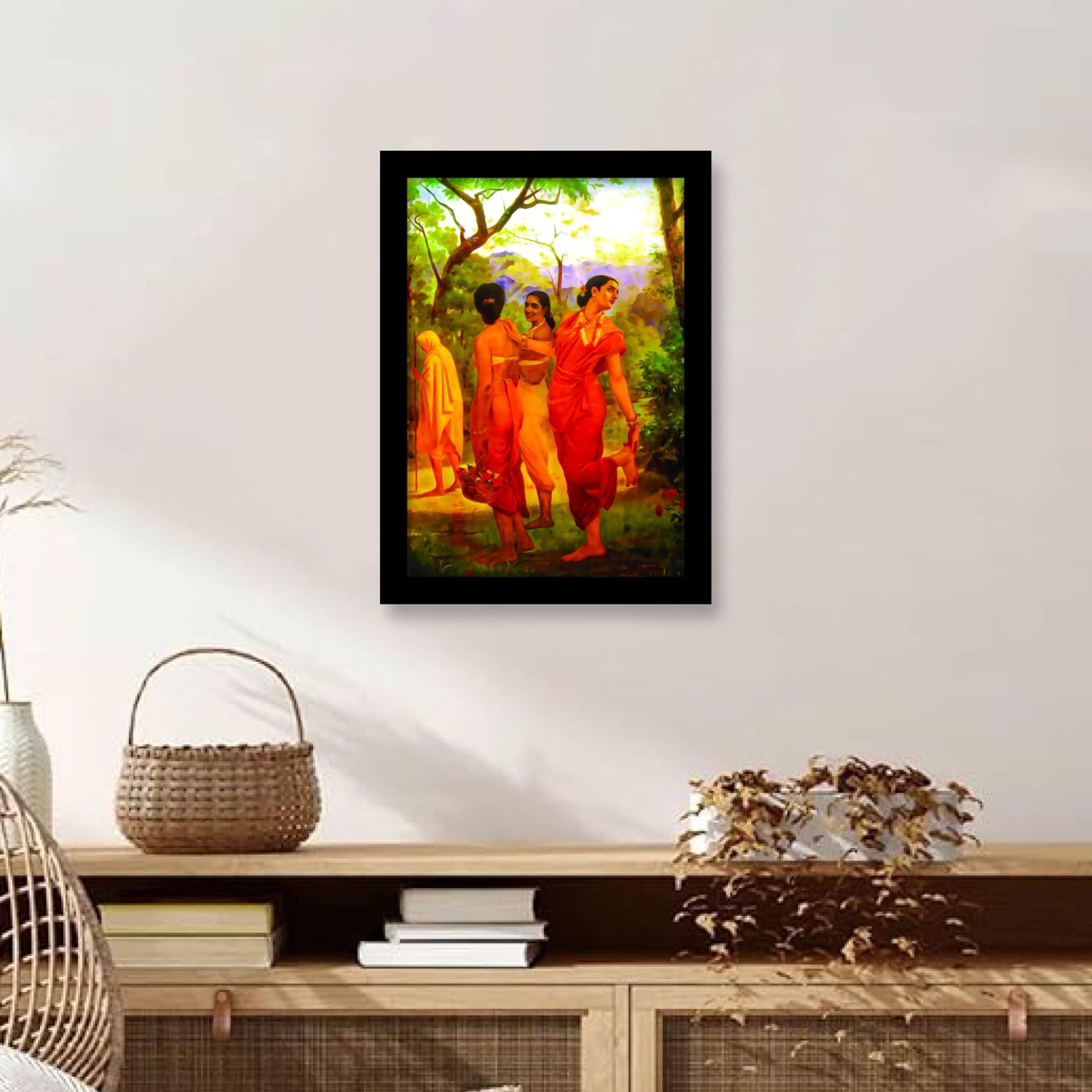 Shakuntala: Looks of Love – A Framed Painting by Raja Ravi Varma