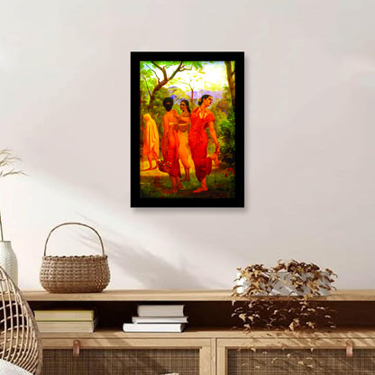 Shakuntala: Looks of Love – A Framed Painting by Raja Ravi Varma