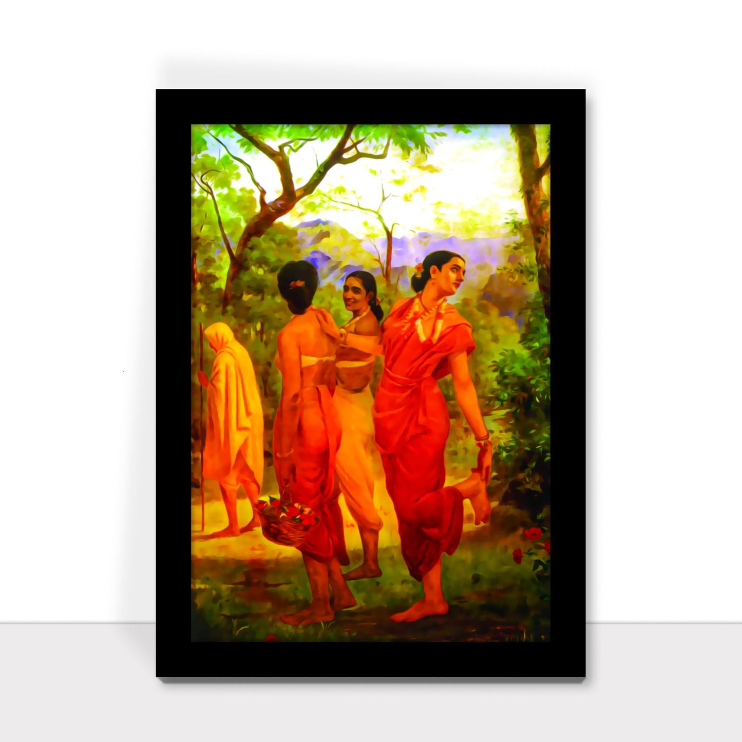 Shakuntala: Looks of Love – A Framed Painting by Raja Ravi Varma