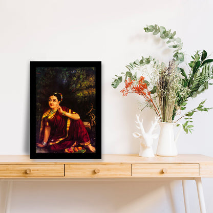 Radha Waiting for Krishna in Kunjavan: A Divine Artwork by Raja Ravi Varma