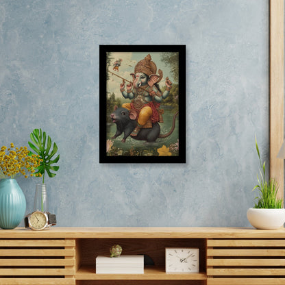 Lord Ganesha Divine Ride on Mushak Wall Art