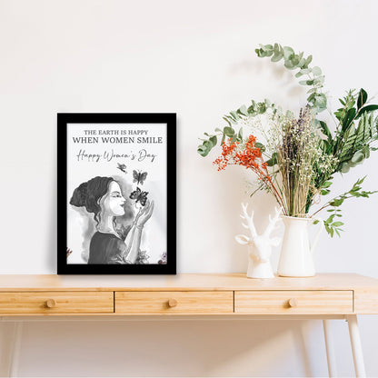 The Earth is Happy When Women Smile – Women’s Day Photo Frame & Wall Art