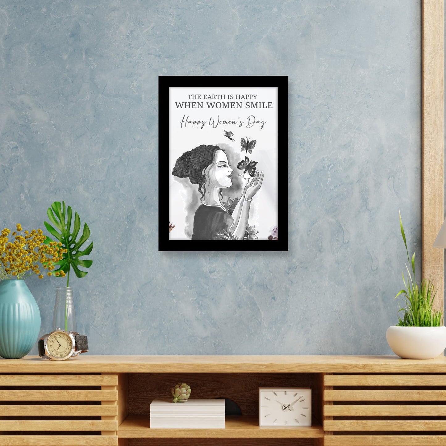 The Earth is Happy When Women Smile – Women’s Day Photo Frame & Wall Art