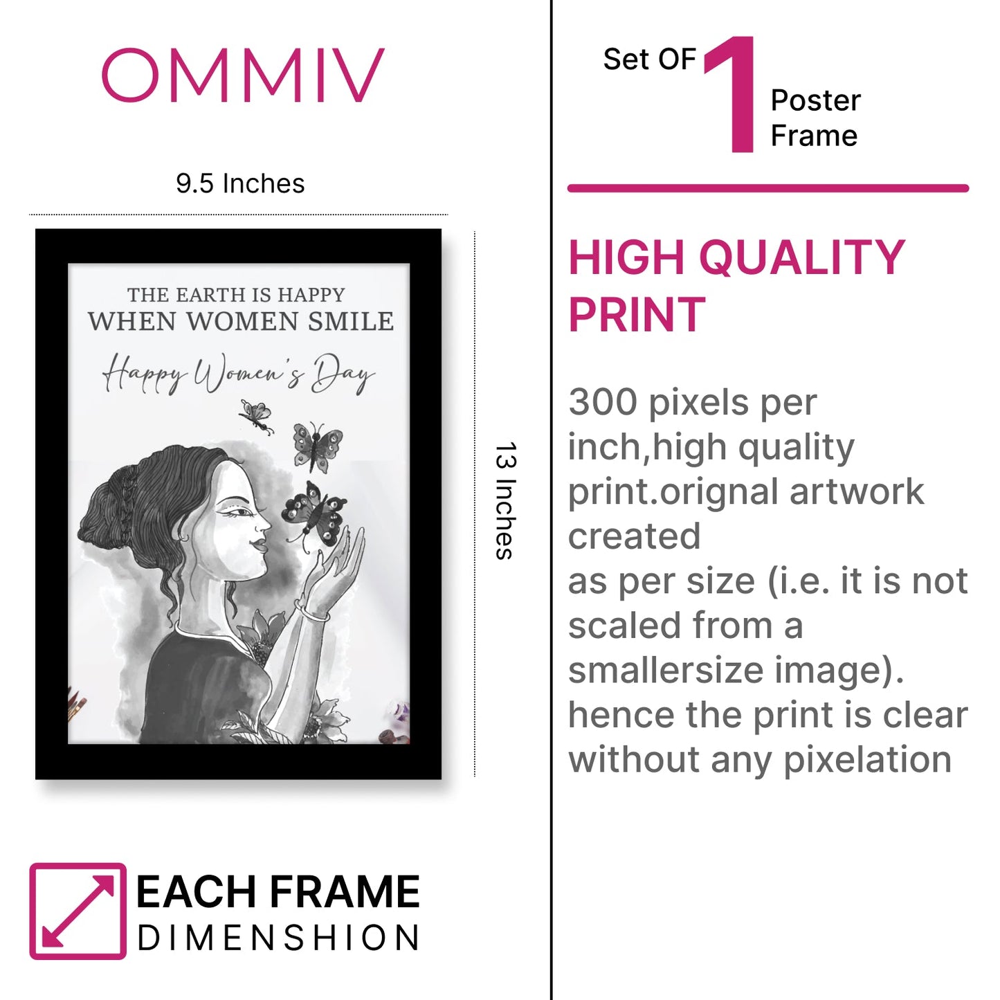 The Earth is Happy When Women Smile – Women’s Day Photo Frame & Wall Art