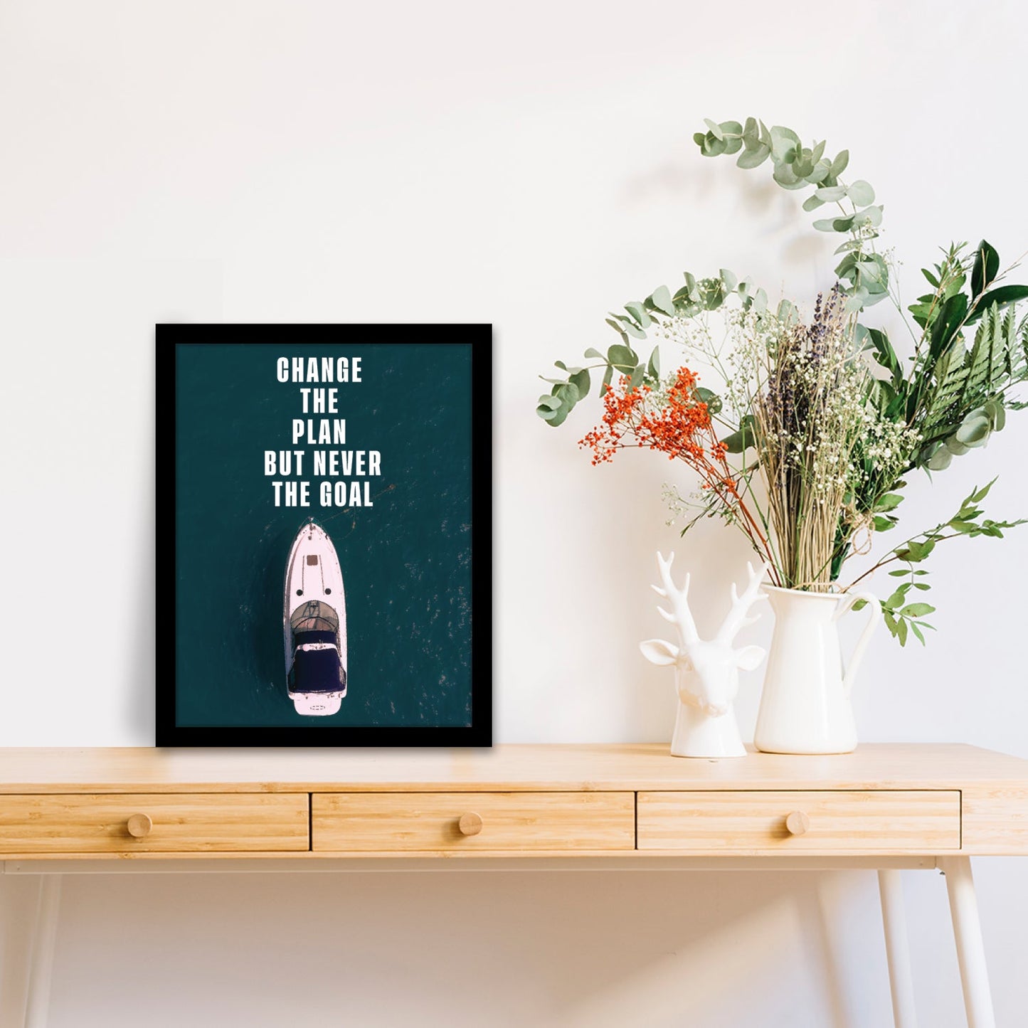 Change the Plan, Never the Goal - Motivational Photo Frame & Wall Art